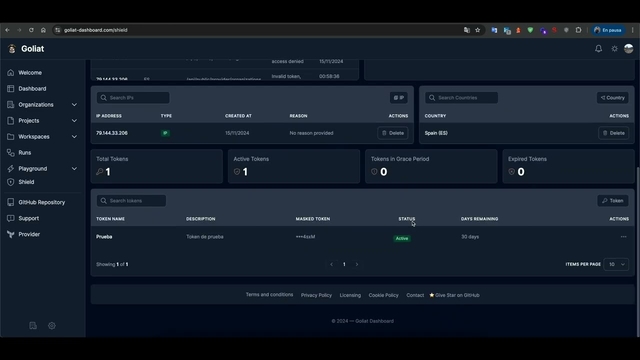 Miniatura del vídeo Goliat Dashboard - Demostración de su modulo Shiel...