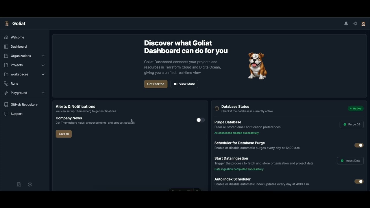 Miniatura del vídeo Demo de Goliat Dashboard: Alternativa de código ab...