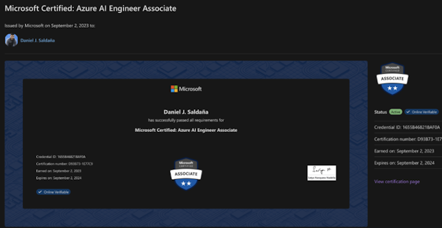Conquista en la Nube: Mi Certificación como Microsoft Certified: Azure AI Engineer Associate 🚀