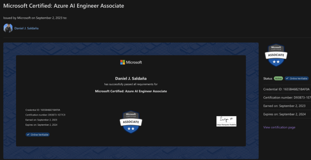 Conquista en la Nube: Mi Certificación como Microsoft Certified: Azure AI Engineer Associate 🚀