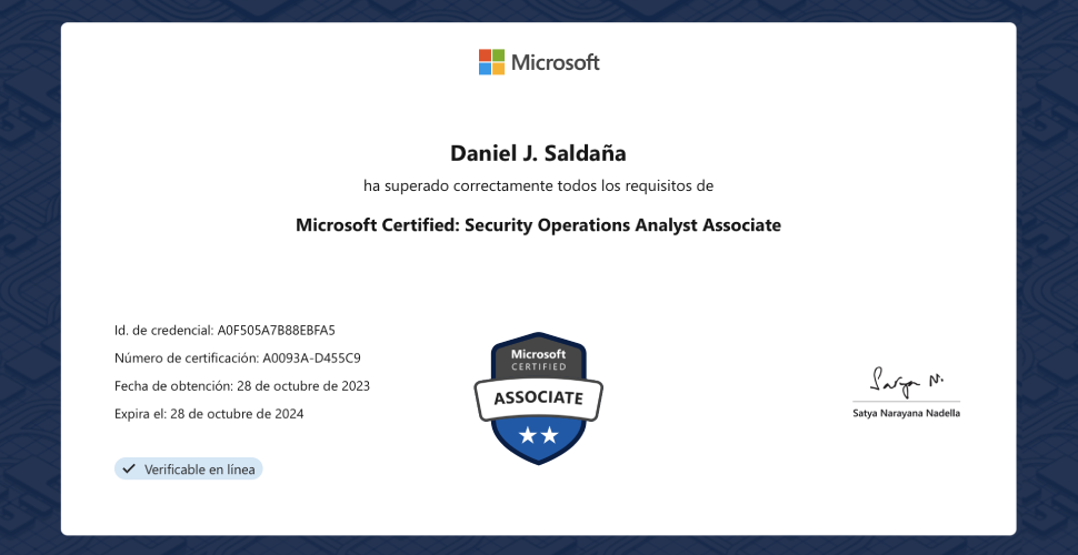 Certificación Microsoft Certified: Security Operations Analyst Associate